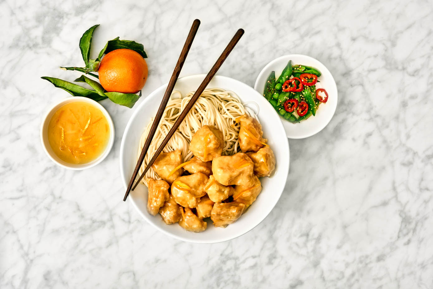 Orange Ginger Chicken with Udon  Noodles