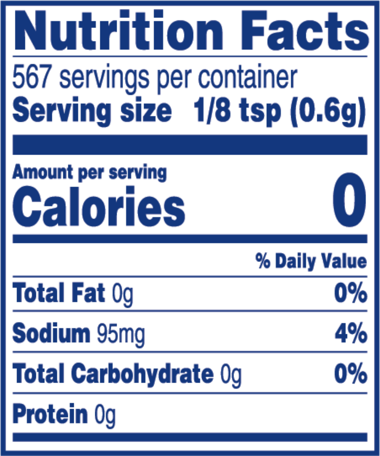 Argo® Baking Powder nutrition label