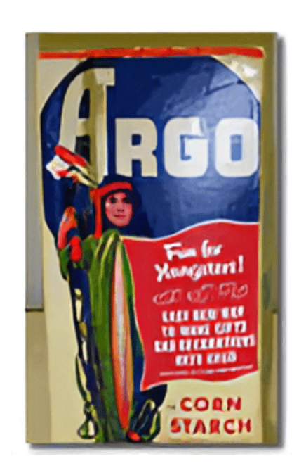 1940s Argo® Corn Starch label features a recipe for corn starch based Creative Clay