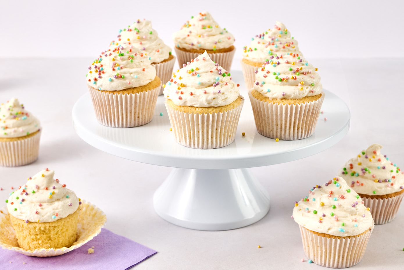 Vanilla Cupcakes with Sprinkles