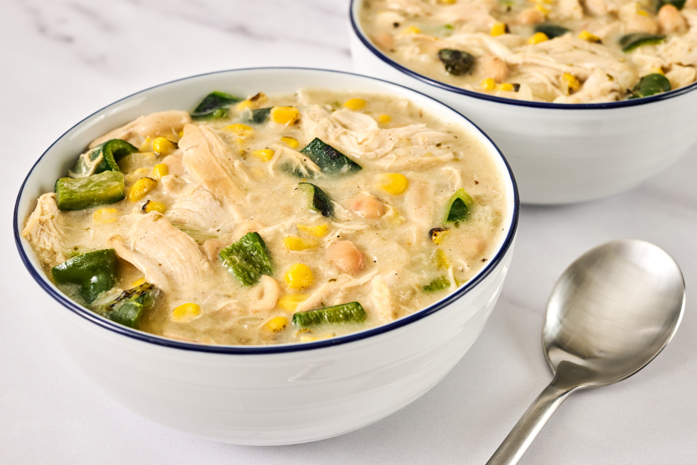 Weeknight Chicken White Bean Chili with Salsa Verde